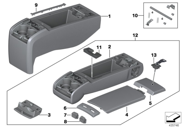 2011 BMW 535i GT Repair Kit, Armrest Diagram for 52207263364