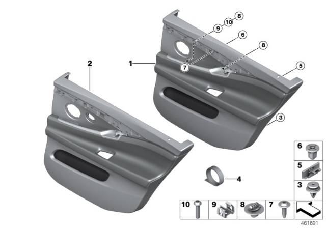 2017 BMW 550i GT xDrive Door Trim, Rear Diagram 2