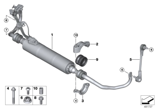 2020 BMW 540i Front Stabilizer Bar / Dynamic Drive Diagram