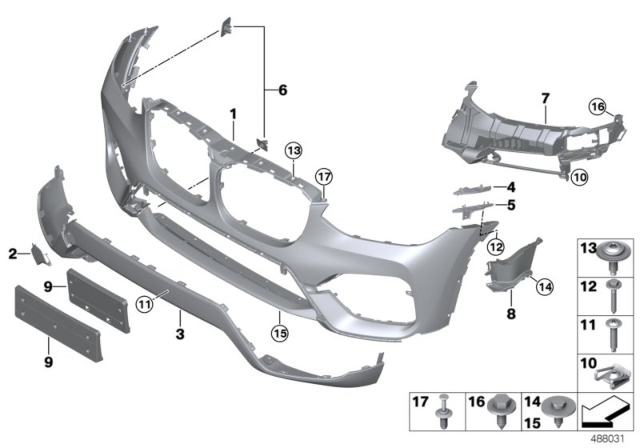 2019 BMW X3 Insert, Bumper Front Right Diagram for 51117399984