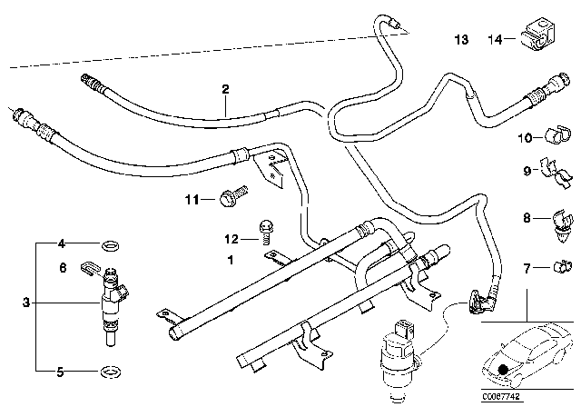 2000 BMW Z8 Cable Holder Diagram for 61131369502