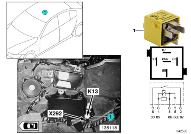 2003 BMW M3 Relay, Heated Rear Window Diagram 2