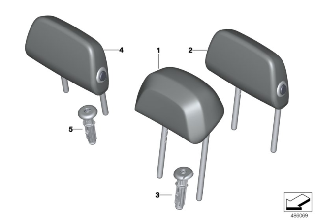 2020 BMW X3 FOLDING HEAD RESTR., LEATHER Diagram for 52205A05884