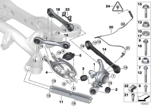2008 BMW 328xi Rear Axle Support / Wheel Suspension Diagram
