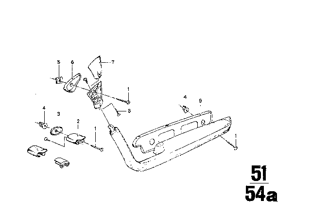 1975 BMW 3.0Si Armrest, Front Diagram 3