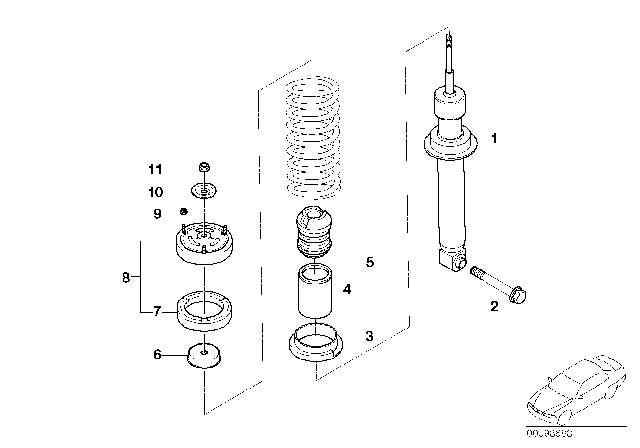 2002 BMW 745Li Rear Spring Strut Mounting Parts Diagram