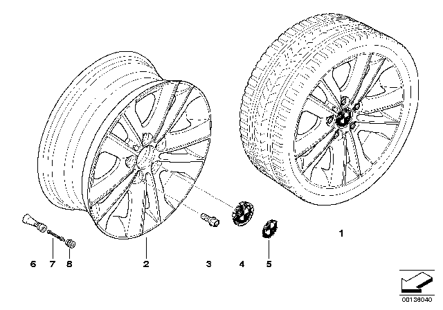 2008 BMW 135i BMW Light-Alloy Wheel, V-Spoke Diagram