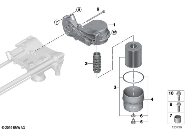 2007 BMW 550i Lubrication System - Oil Filter Diagram