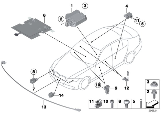 2010 BMW 328i xDrive Electric Parts, Airbag Diagram