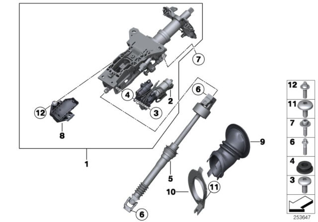 2009 BMW 650i Add-On Parts, Electrical Steering Column Adjusting Diagram