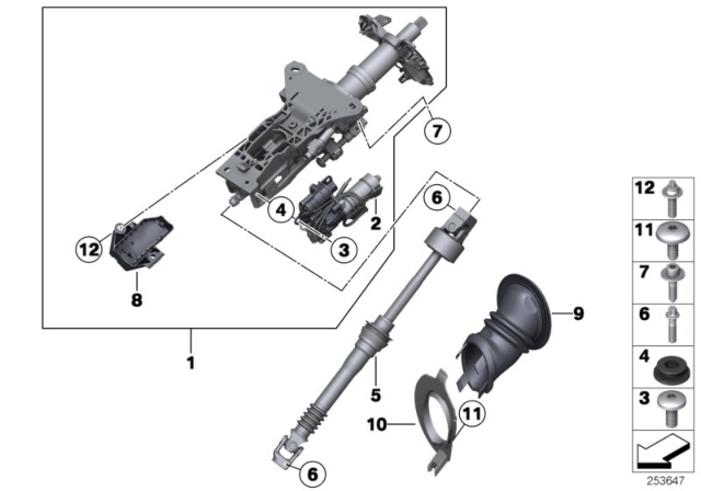 2008 BMW 528i Add-On Parts, Electrical Steering Column Adjusting Diagram