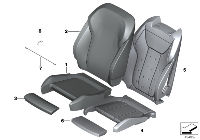 2020 BMW X3 Leather Cover Sport Backrest Left Diagram for 52107472485