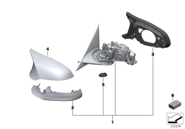 2020 BMW 440i Retrofit, M Outside Mirror Diagram