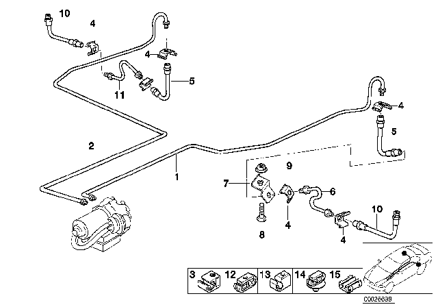 2000 BMW Z3 Rear Brake Pipe ASC/DSC Diagram 2