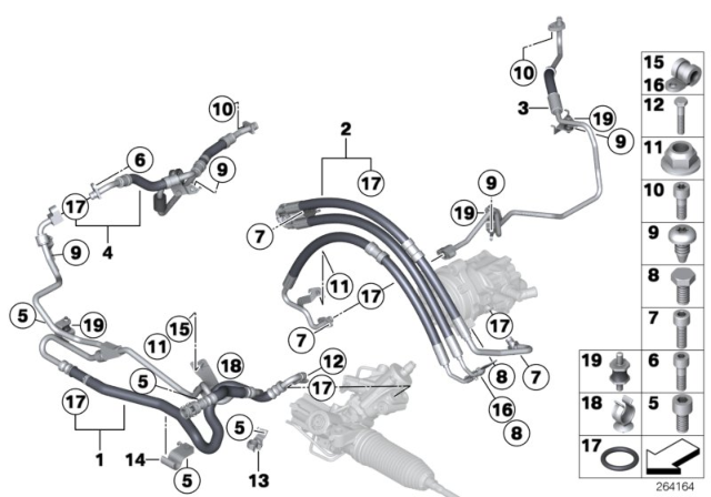 2017 BMW 550i GT xDrive Power Steering / Oil Pipe Diagram