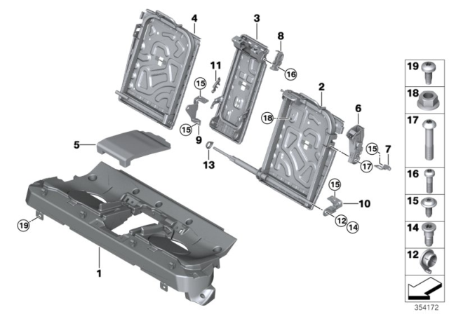 2017 BMW X6 Seat, Rear, Seat Frame Diagram