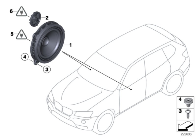 2017 BMW X3 Single Parts For Loudspeaker Diagram 1