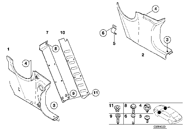 2001 BMW Z8 Lateral Trim Panel Front Right Diagram for 51478269814