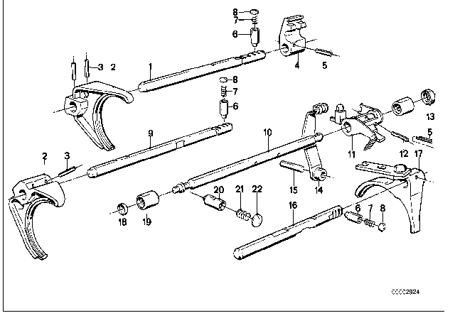 1985 BMW 318i Selector Shaft Diagram for 23311224580