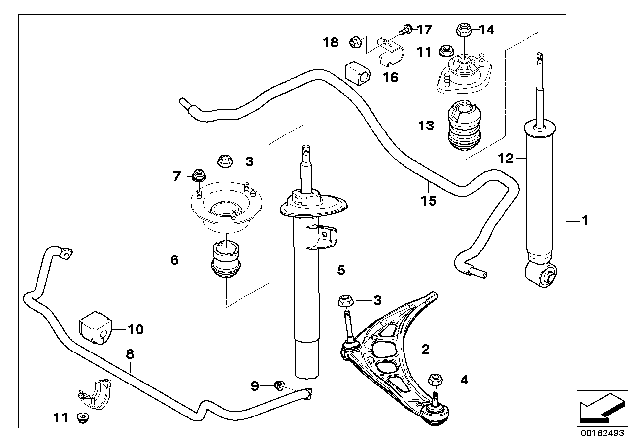 2005 BMW 330Ci Rear Right Shock Absorber Diagram for 33522282100