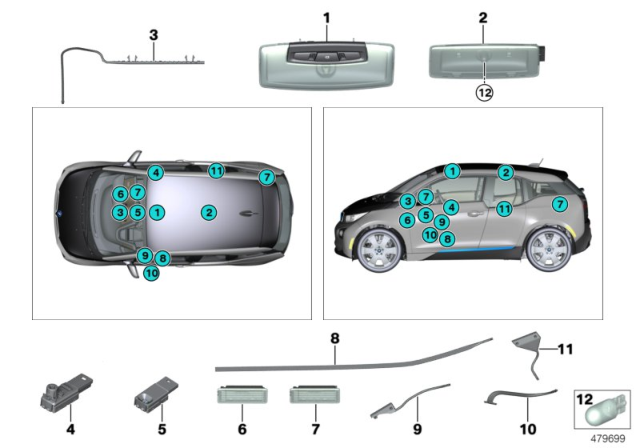 2015 BMW i3 Various Lamps Diagram