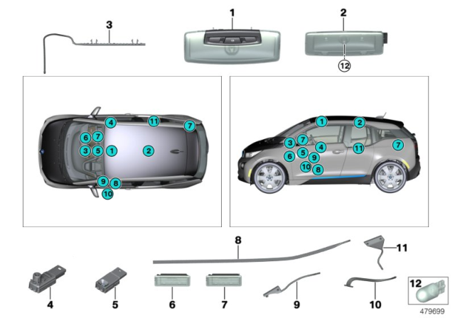 2019 BMW i3s Various Lamps Diagram