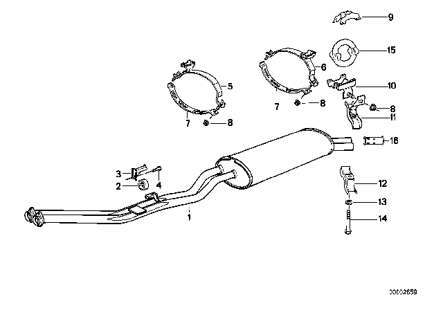 1988 BMW 325i Exhaust System Diagram