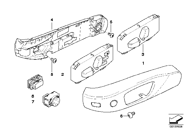 2012 BMW 328i Single Parts Of Front Seat Controls Diagram