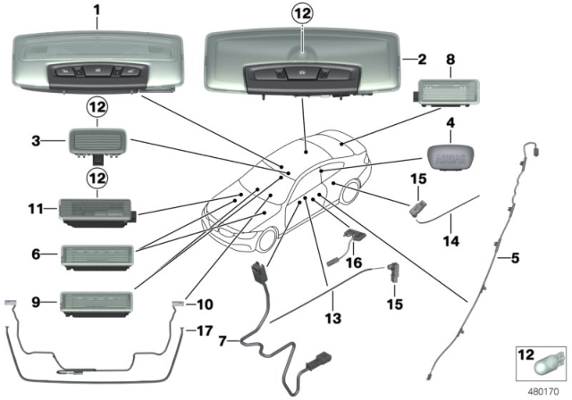 2020 BMW 440i xDrive Optical Conductor, Door, Front Top Left Diagram for 63319248665