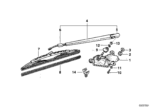 1997 BMW 318ti Rear Window Wiper Blade Diagram for 61627140958