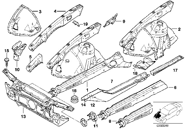 2000 BMW 528i Wheelhouse / Engine Support Diagram