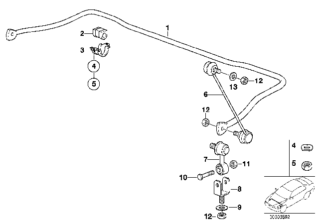 1994 BMW 318i Stabilizer, Front Diagram