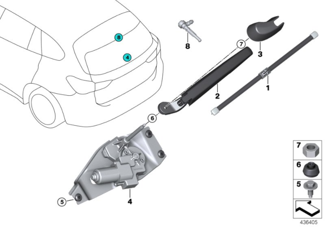 2020 BMW X2 Single Parts For Rear Window Wiper Diagram