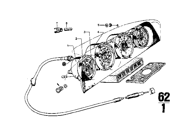 1969 BMW 2800CS Instruments / Mounting Parts Diagram 1