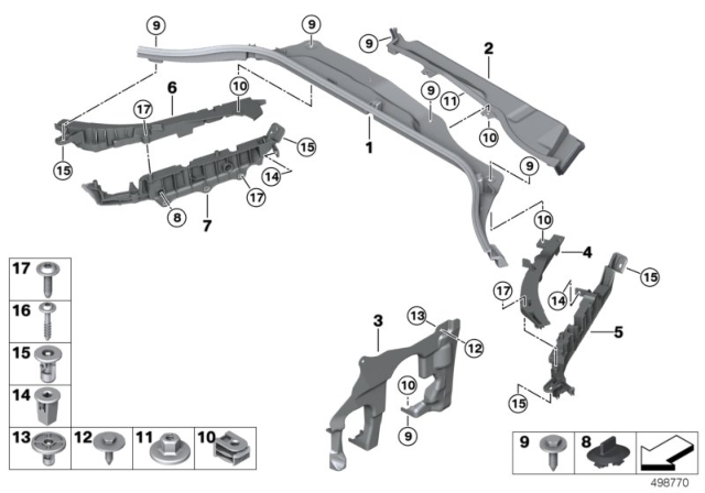 2018 BMW X3 Mounting Parts, Engine Compartment Diagram