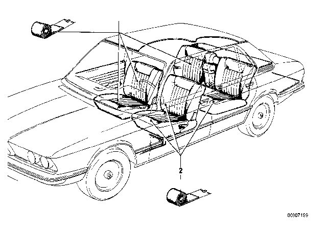 1981 BMW 528i Seat Cover-Running Meter Front / Rear Diagram 1