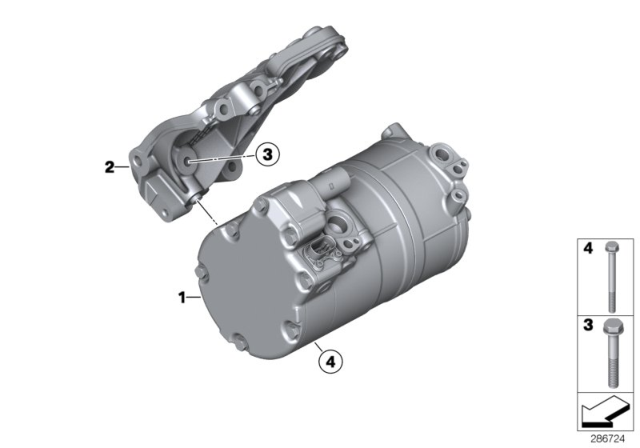 2014 BMW ActiveHybrid 5 Electric Air Conditioning Compressor Diagram for 64529345313