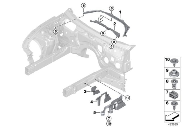 2020 BMW M850i xDrive Mounting Parts, Engine Compartment Diagram
