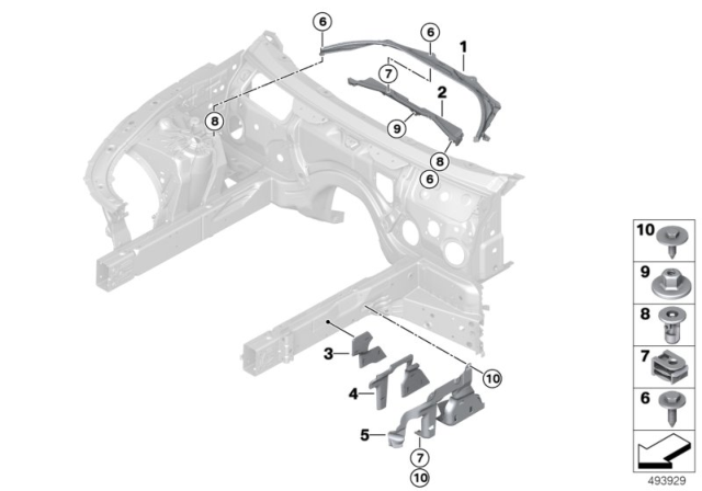 2020 BMW 840i Mounting Parts, Engine Compartment Diagram