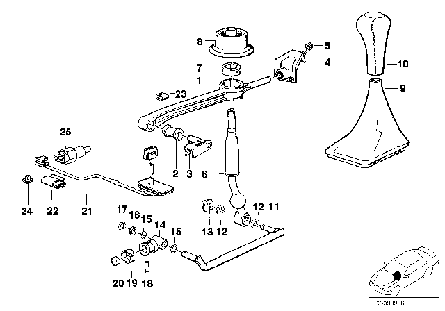 1991 BMW 318i Gearshift, Mechanical Transmission Diagram