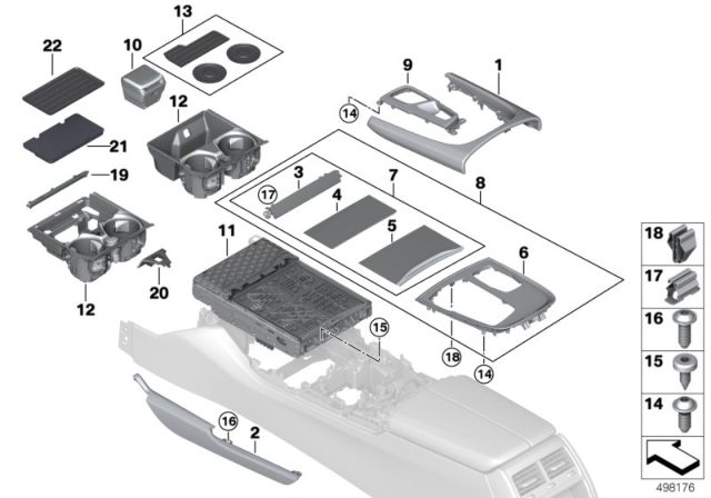 2018 BMW 750i xDrive Storage Compartment., Cupholder, Centre Console Diagram for 51169384369