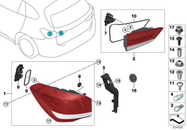 2020 BMW X1 CLIP, REAR LIGHT Diagram for 63219883874