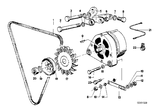 1981 BMW 320i Pulley Diagram for 12311356300