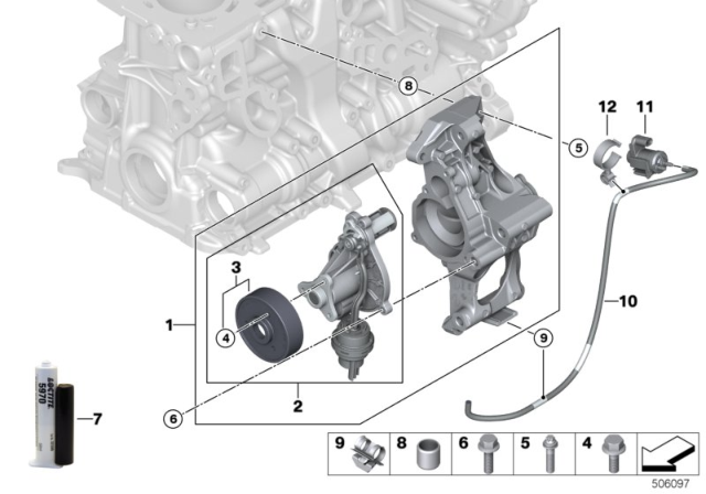 2018 BMW 330e Cooling System - Coolant Pump Diagram 1