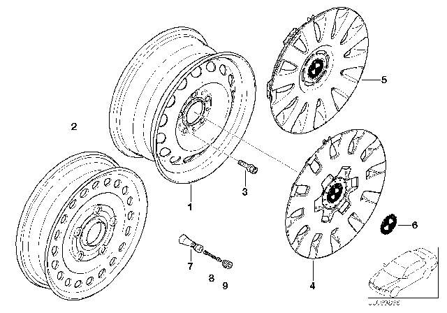 2004 BMW 325i Steel Rim Diagram