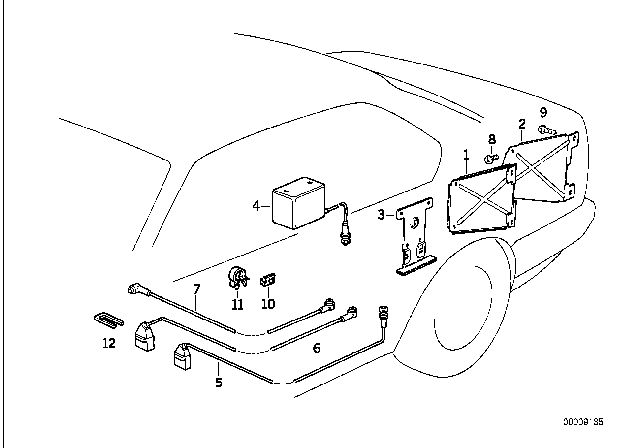 1992 BMW 525i Bracket Cd-Changer Diagram for 65128355806