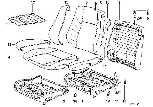 1994 BMW 525i Seat Frame Diagram for 52108154209