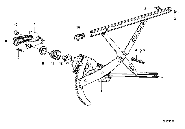 1978 BMW 320i Door Window Lifting Mechanism Diagram 4