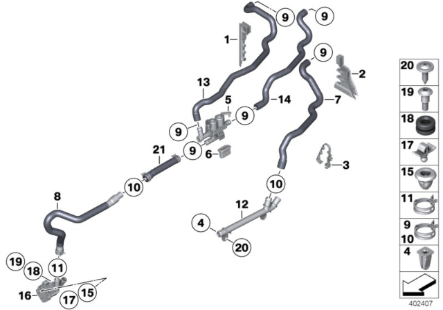 2019 BMW M6 Cooling Water Hoses Diagram