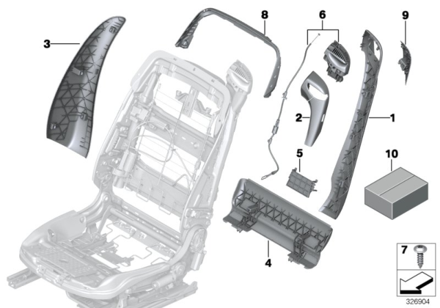 2014 BMW 640i Set, Front, Backrest Trims Diagram